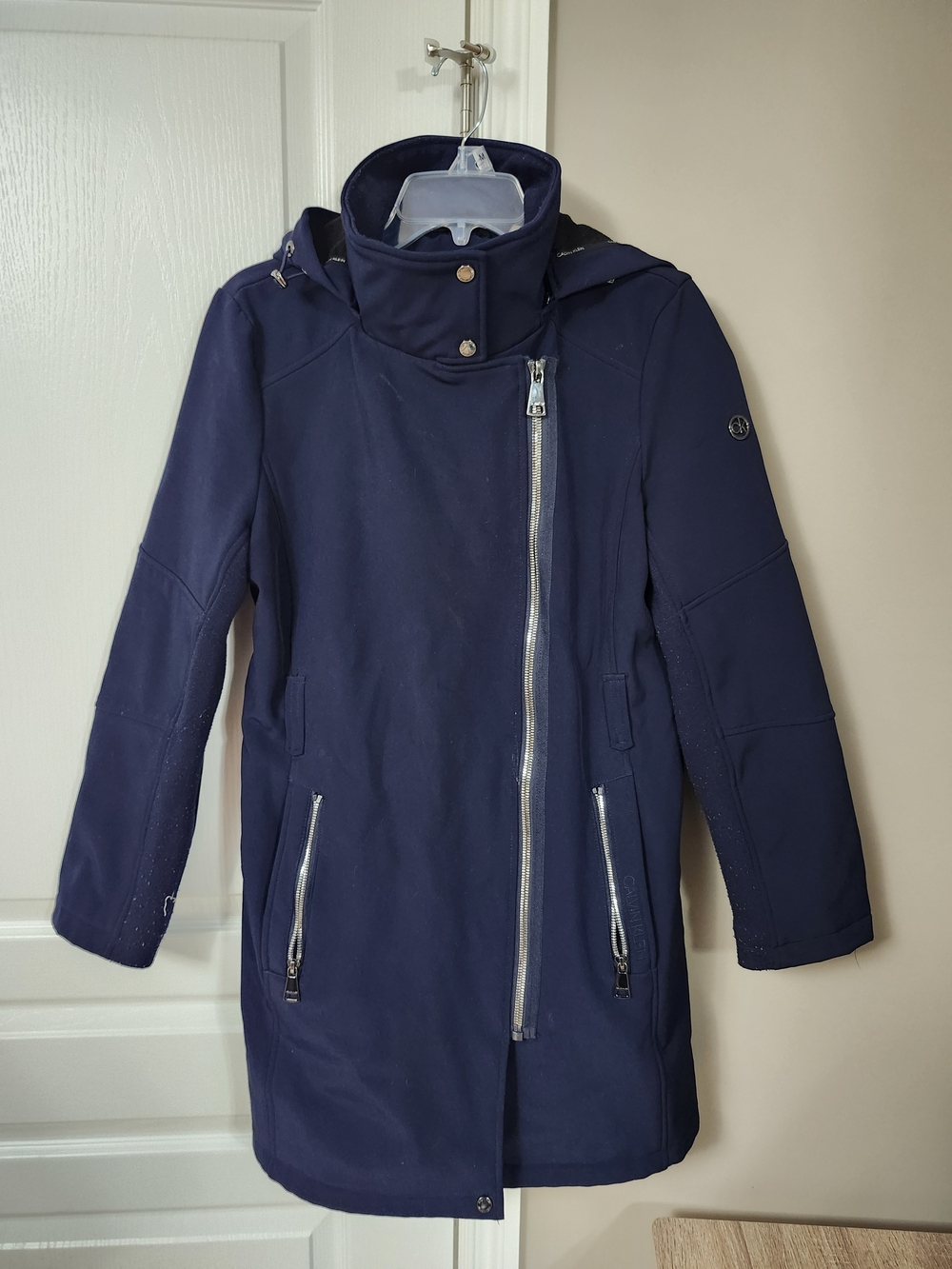 Calvin Klein Navy Hooded Winter Coat - Waterproof Softshell Womens Size Small